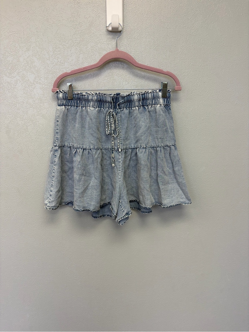 Doe & Rae Light Blue Ruffle Denim Skort